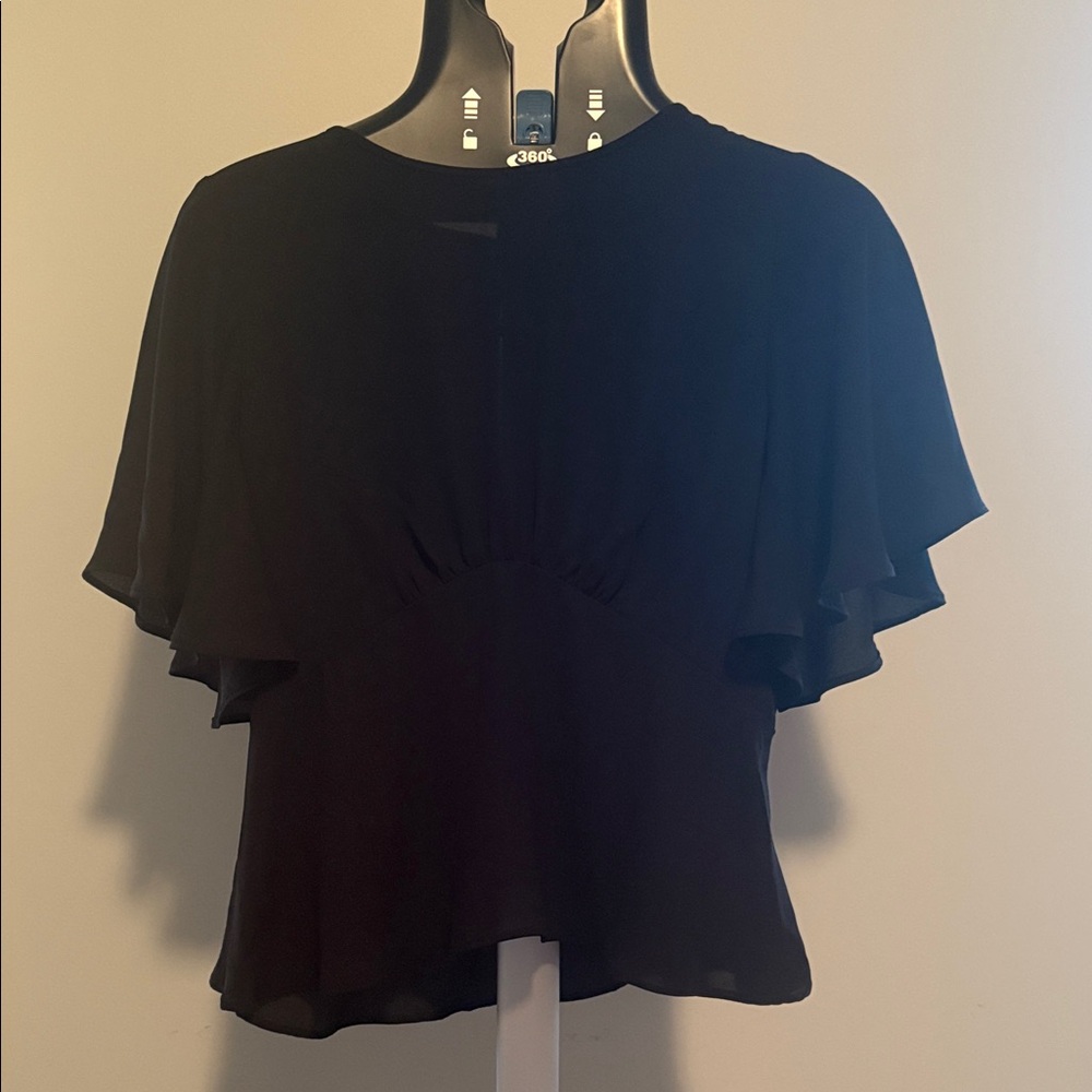 Express Black Flutter Sleeve Blouse